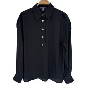 Louis Vuitton Uniforms Black Epaulet Blouse Size 38 Medium  Gold Button Luxury